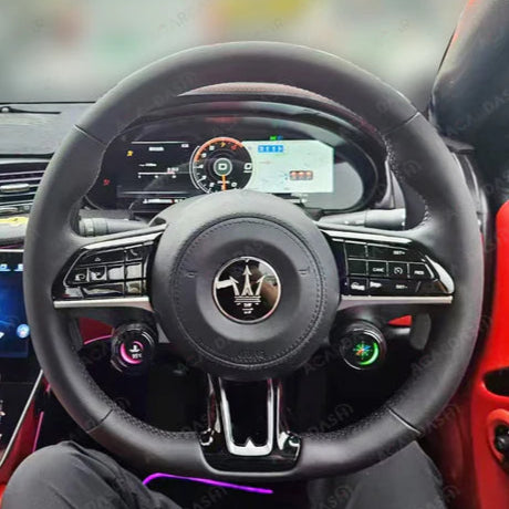 NEW 2025 Style Carbon Fiber Steering Wheel with Airbag & Dual ODBII Dial Screens for Maserati GranTurismo & GranCabrio 2008-2019
