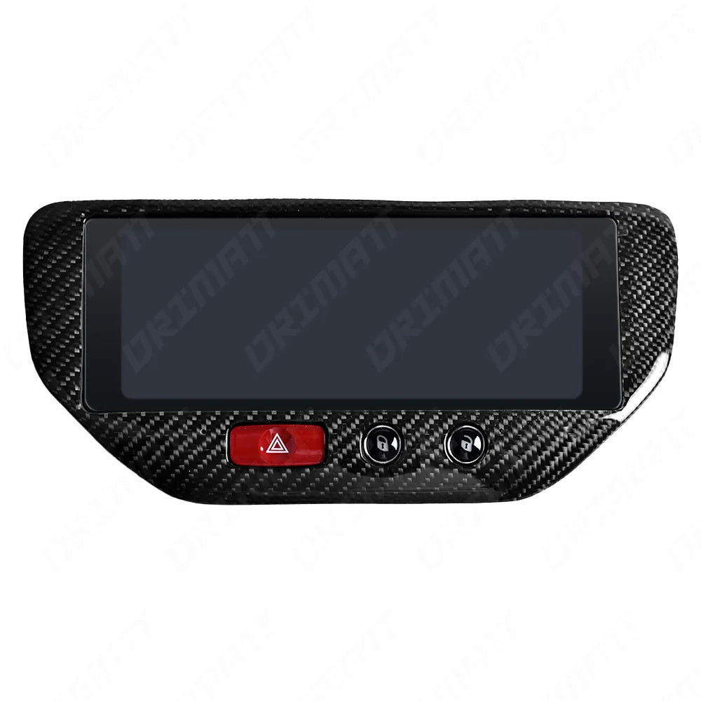 Car climate control with carbon fiber texture and control buttons on a white background