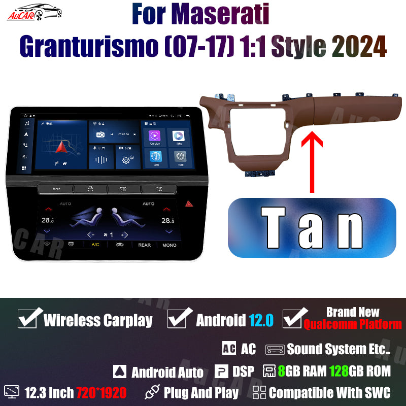 12.3" Touchscreen 1:1 NEW-Full Dash Style Multimedia Stereo and Climate Control for Maserati GranTurismo GT/GC 2007-2017