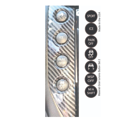 Maserati GranTurismo Sport, Ice, etc Button Repair Decals – Matte Black Finish