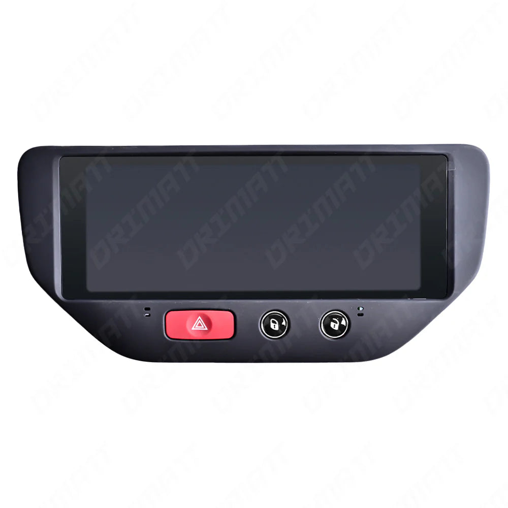 Car climate control with carbon fiber texture and control buttons on a white background