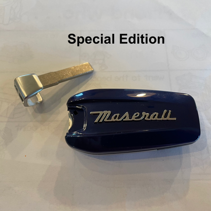 Maserati car mirror cover with metallic arm on a white background, labeled 'Special Edition'.