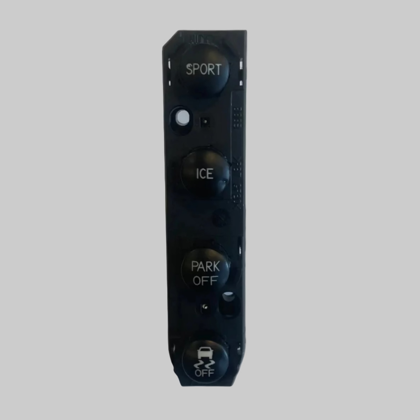 Black car climate control panel on a white background