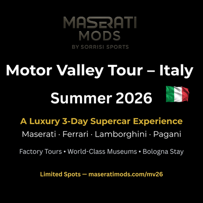Italian Motor Valley Tour Summer 2026 — Maserati, Ferrari, Lamborghini & Pagani (3-Day Experience)