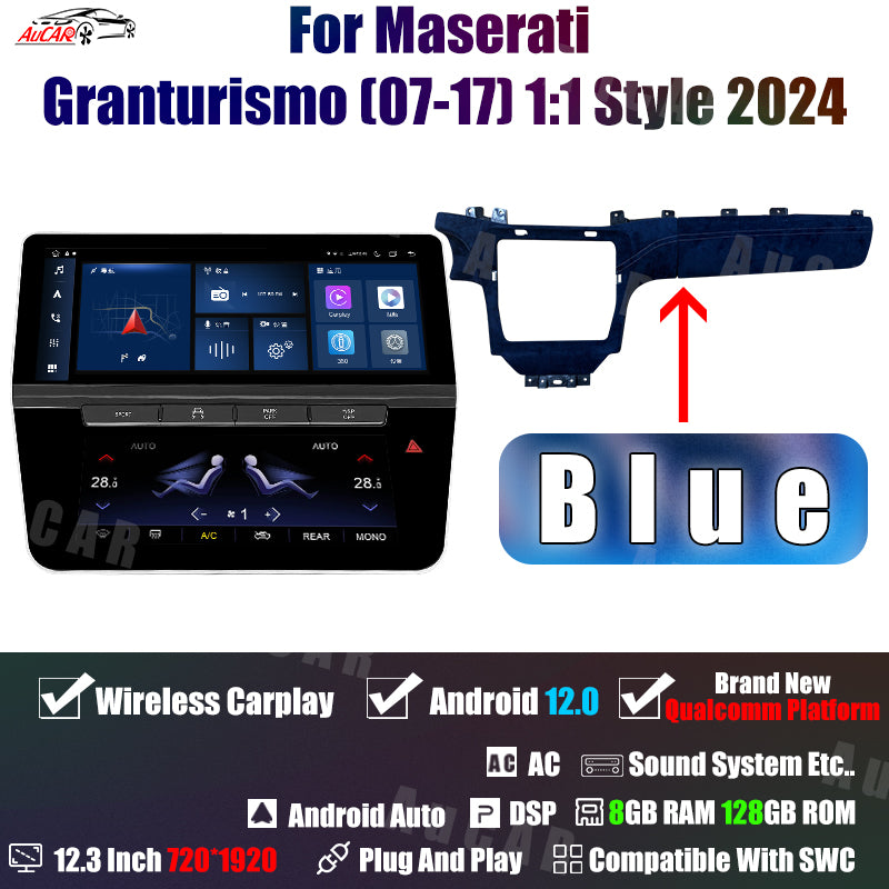 12.3" Touchscreen 1:1 2024-Style Multimedia Stereo and Climate Control for Maserati GranTurismo GT/GC 2007-2017