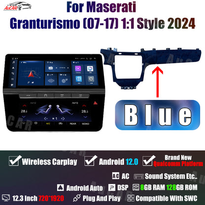 12.3" Touchscreen 1:1 2024-Style Multimedia Stereo and Climate Control for Maserati GranTurismo GT/GC 2007-2017