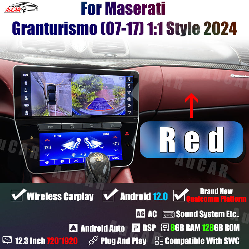 12.3" Touchscreen 1:1 2024-Style Multimedia Stereo and Climate Control for Maserati GranTurismo GT/GC 2007-2017